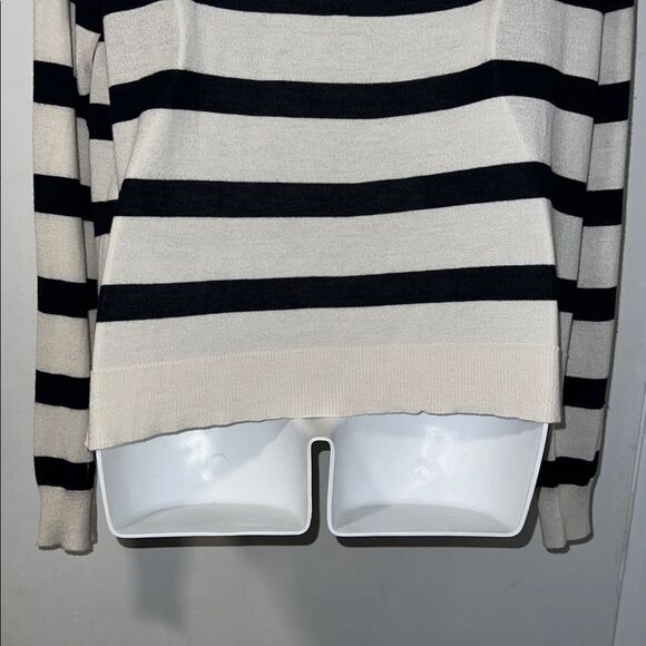 ZARA Ivory Black Striped Lightweight Pullover Sweater-M - Picture 7 of 10